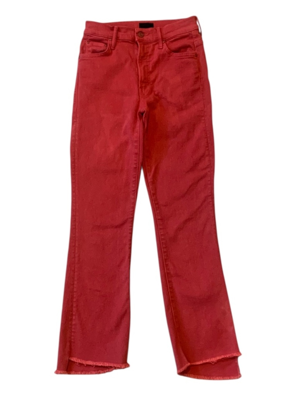Mother The Insider Crop Step Fray Jeans Second Chances Hot Rod Red 26 - Picture 5 of 10